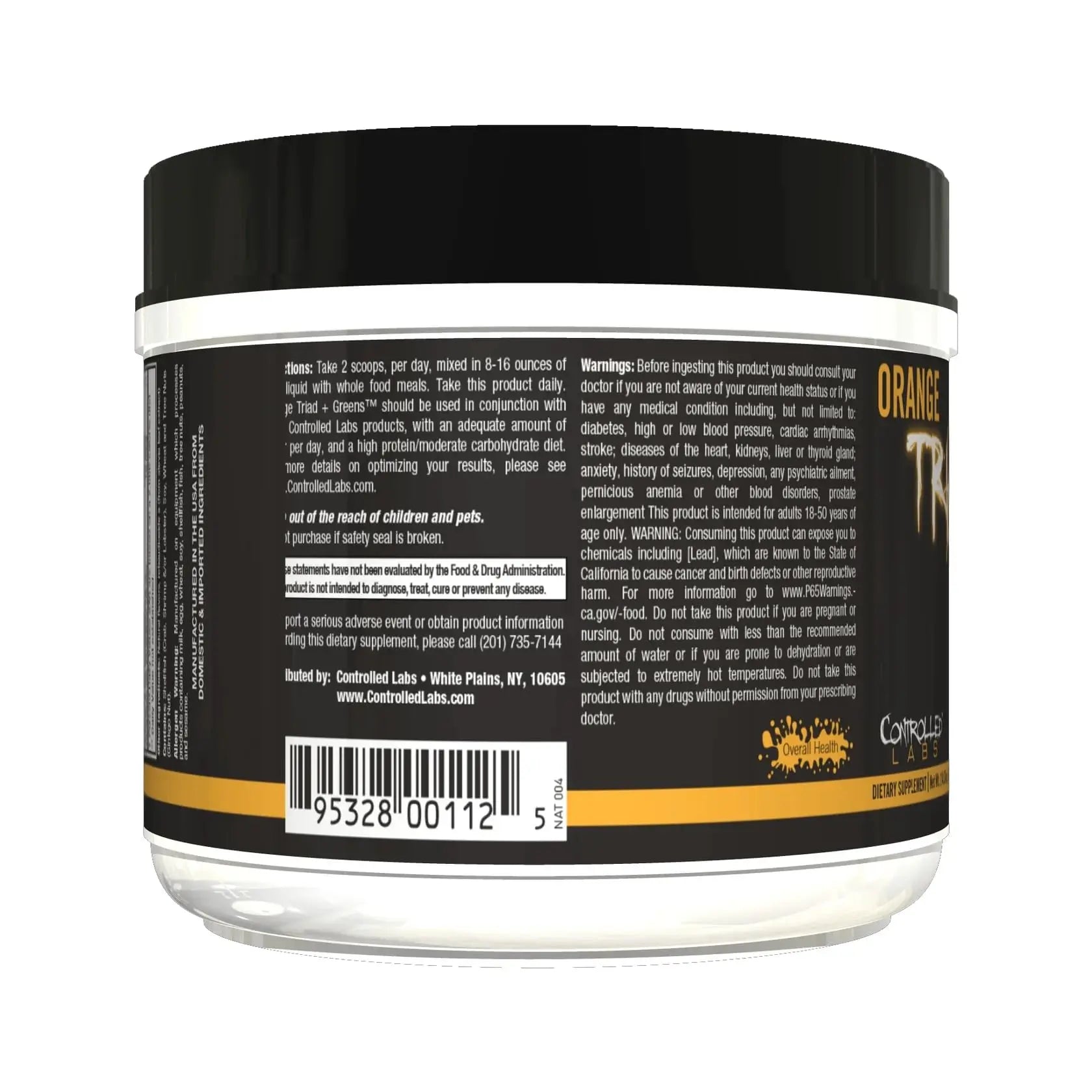 CONTROLLED LABS Orange Triad Plus Greens for Men and Women, 30 Servings Iron Free Sports Supplement for Overall Health CONTROLLED LABS