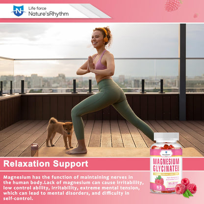 Nature‘s Rhythm Magnesium Gummies 500mg - 65 Ct | Magnesium Glycinate Supplements for Relaxation, Stress Relief, and Sleep for Adults & Kids Tasty and Tangy Raspberry Flavor Nature'sRhythmBuy Supplements Australia