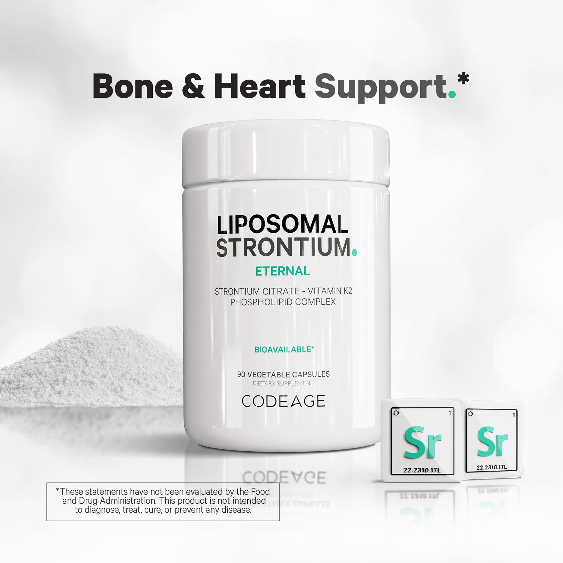Codeage Liposomal Strontium Supplement - Strontium Citrate, Vitamin K2 MK-7, Liposomal Delivery, Non-GMO, Gluten-Free - 90 Capsules CodeageBuy Supplements Australia