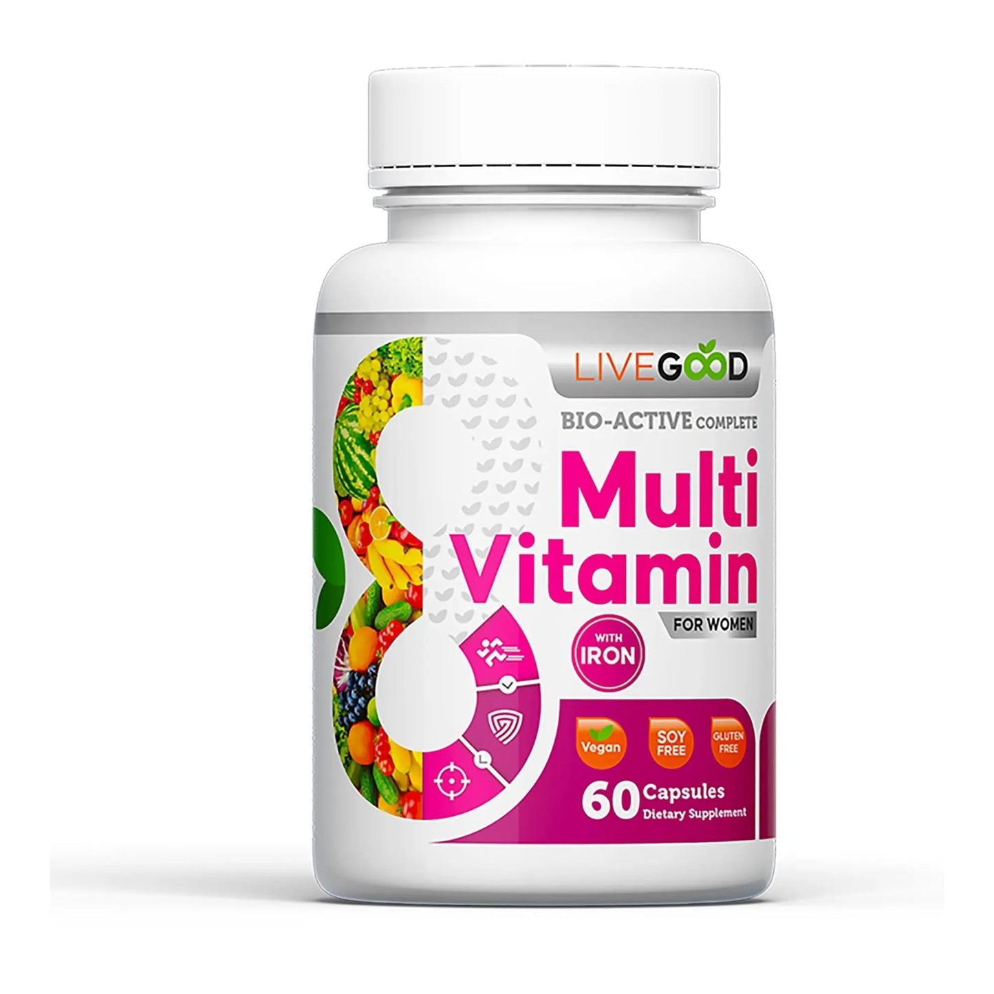 LIVEGOOD Bio-Active Complete Multivitamin for Women with Iron, Daily Women’s Multi with 24 Essential Vitamins and Minerals LIVEGOODBuy Supplements Australia