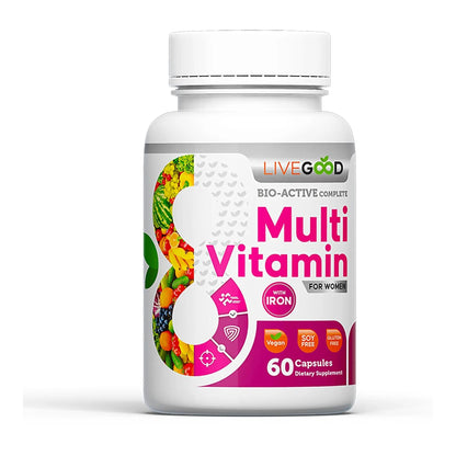 LIVEGOOD Bio-Active Complete Multivitamin for Women with Iron, Daily Women’s Multi with 24 Essential Vitamins and Minerals LIVEGOODBuy Supplements Australia