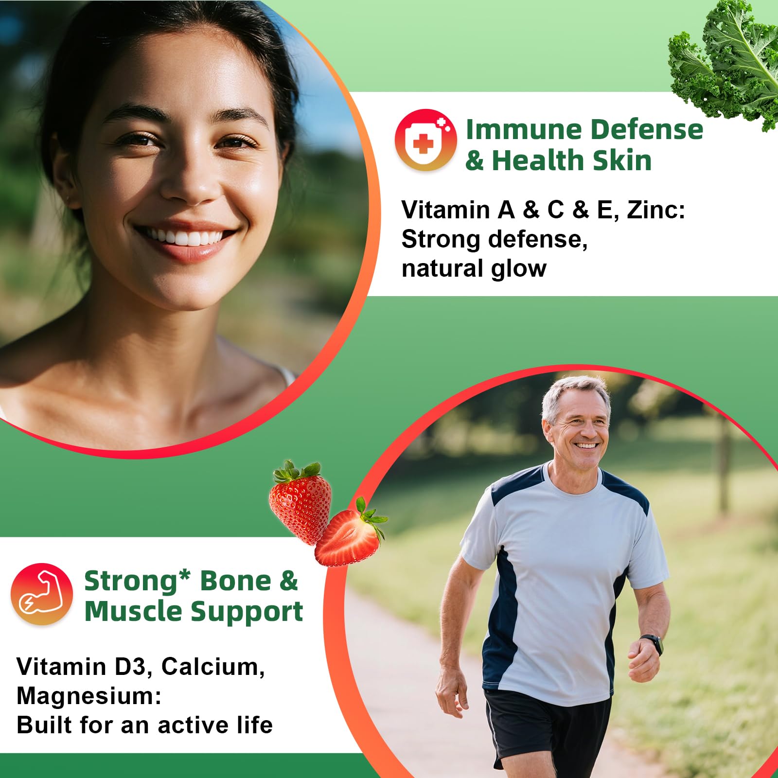 Sugar-Free Fruits & Veggies Gummies, Super Greens with 23 Fruits & 25 Veggies, Multivitamin Minerals & Fiber, Vegan Fruit & Vegetable Supplement for Adults, 120 Gummies, 2 Month Supply AlliwiseBuy Supplements Australia