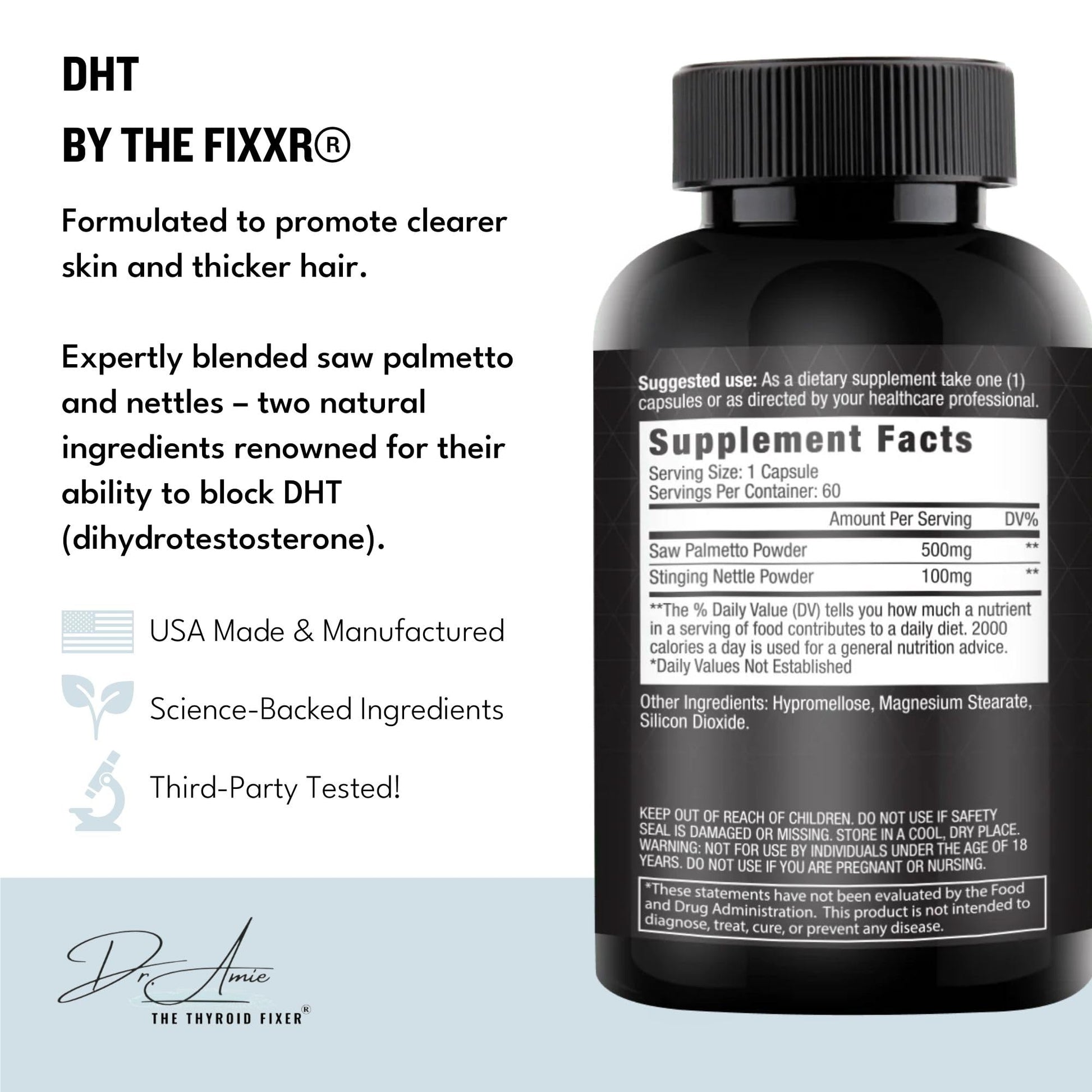 Fixxr DHT Support by Dr. Amie | with Saw Palmetto and Nettles | Acne and Hair Loss Support | 60 Capsules FixxrBuy Supplements Australia