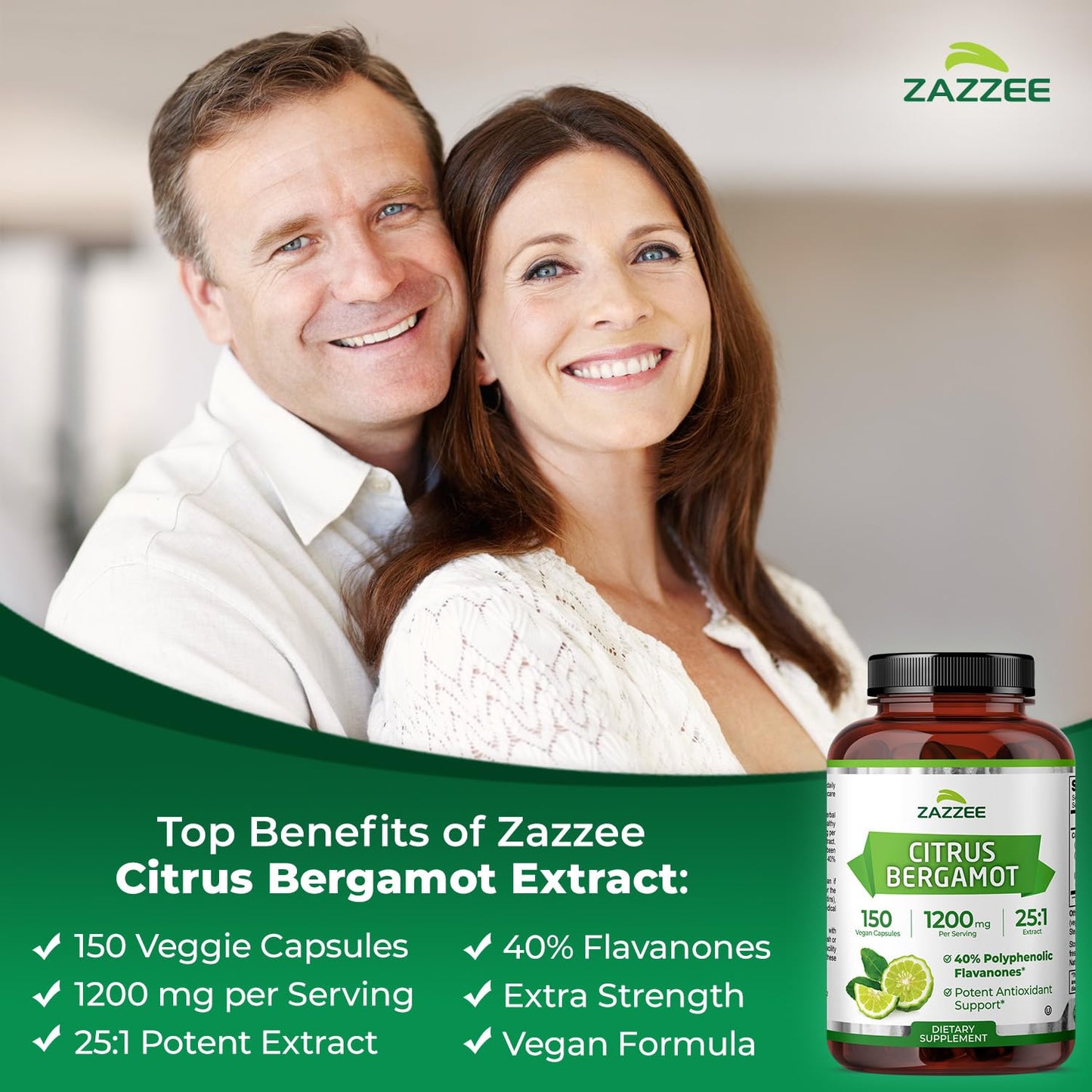 Zazzee Citrus Bergamot 25:1 Extract, 1200 mg Per Serving, 40% Polyphenolic Flavanones, 150 Vegan Capsules, 5 Month Supply, Citrus Bergamia, Antioxidant Support, Certified Kosher, Non-GMO, Made in USA ZazzeeBuy Supplements Australia
