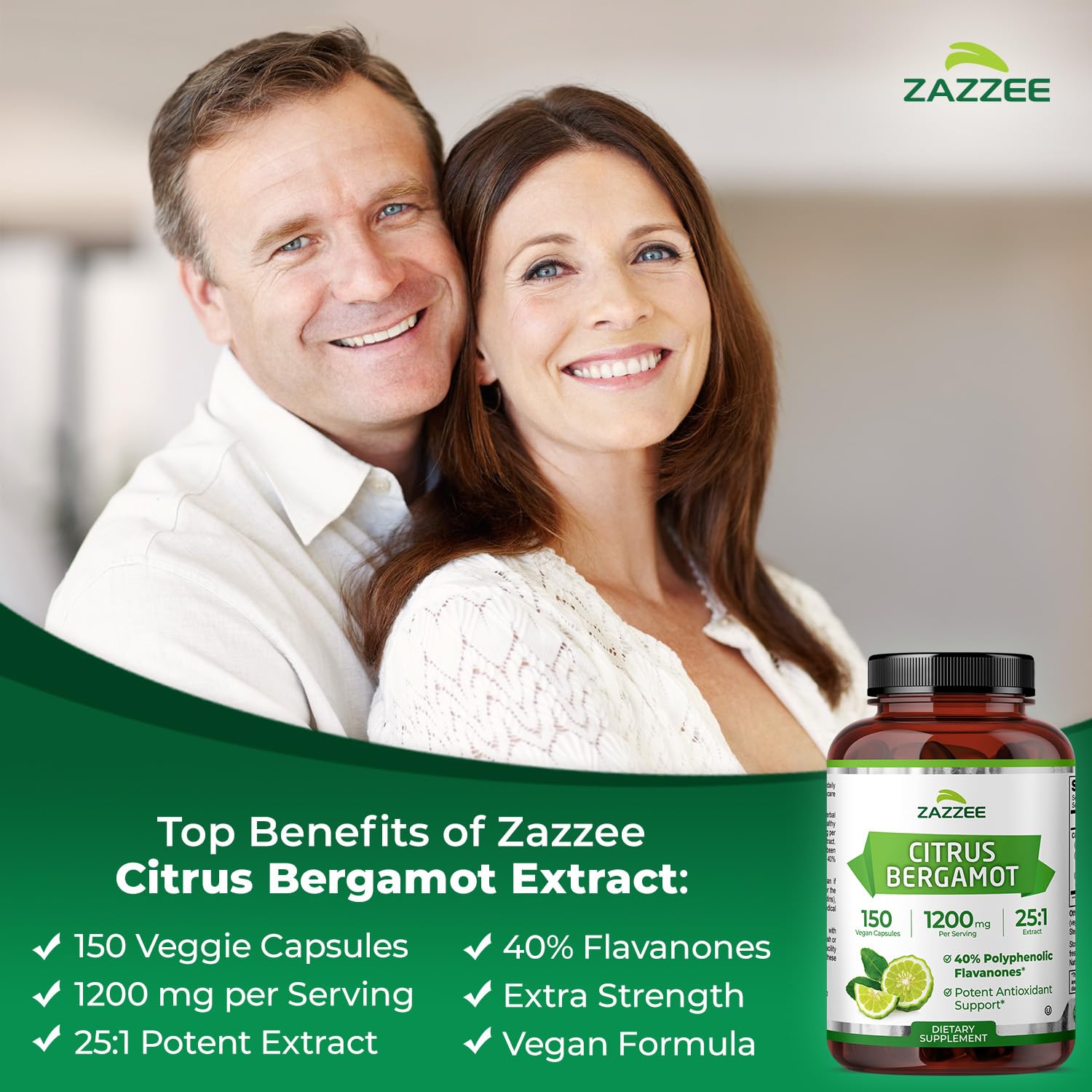 Zazzee Citrus Bergamot 25:1 Extract, 1200 mg Per Serving, 40% Polyphenolic Flavanones, 150 Vegan Capsules, 5 Month Supply, Citrus Bergamia, Antioxidant Support, Certified Kosher, Non-GMO, Made in USA ZazzeeBuy Supplements Australia