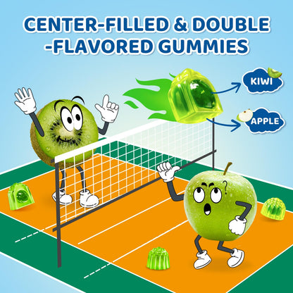 Center-Filled Magnesium Gummies for Kids 300MG - Magnesium Glycinate Gummies with L-theanine, Omega-3, Vitamin B6, D for Kids & Adults, Supplement for Sleep, Calm & Muscle Relaxation - Apple & Kiwi CNCHEFBuy Supplements Australia