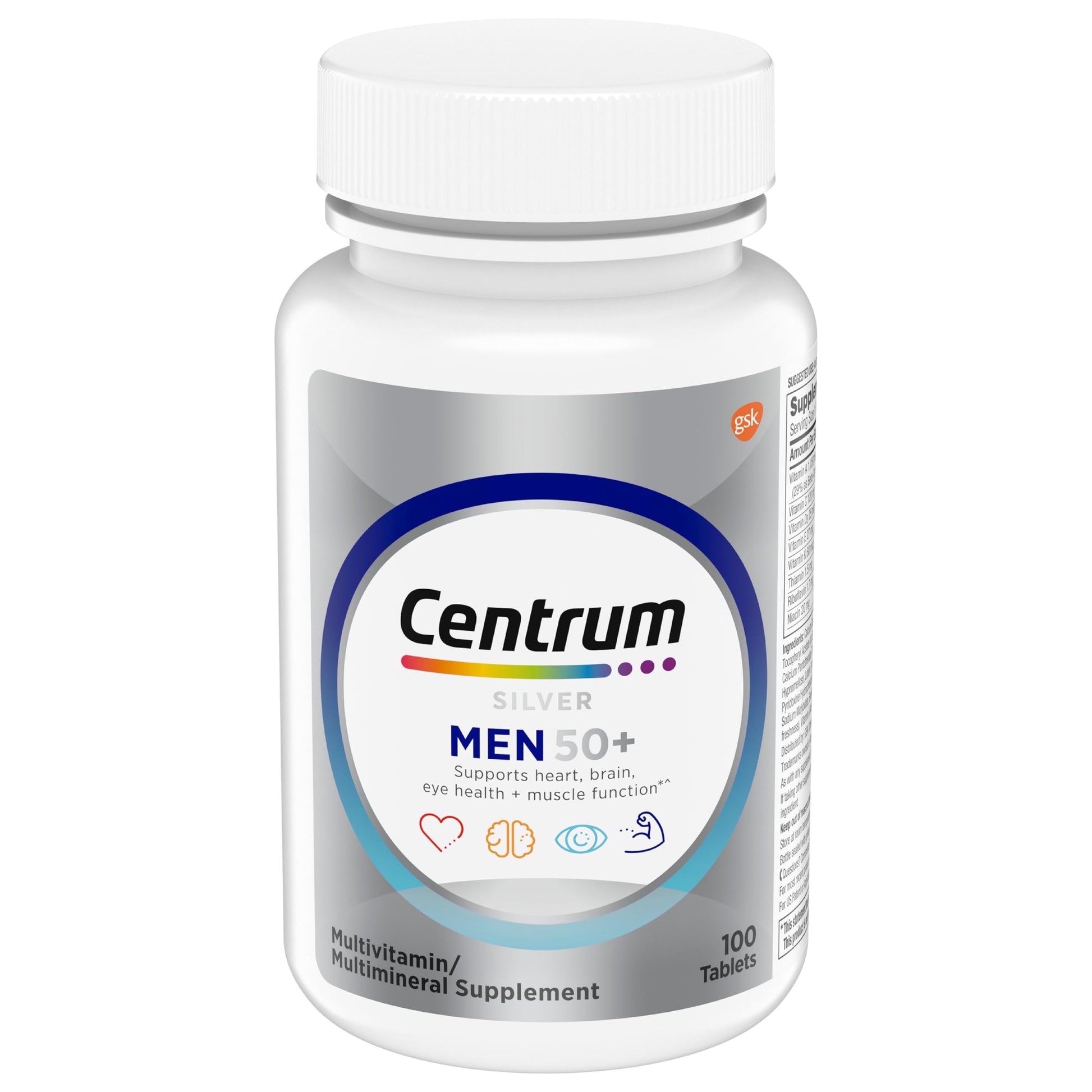 Centrum Silver Multivitamin for Men 50 Plus, Multimineral Supplement, Vitamin D3, B-Vitamins and Zinc, Gluten Free, Non-GMO Ingredients, Supports Memory CentrumBuy Supplements Australia