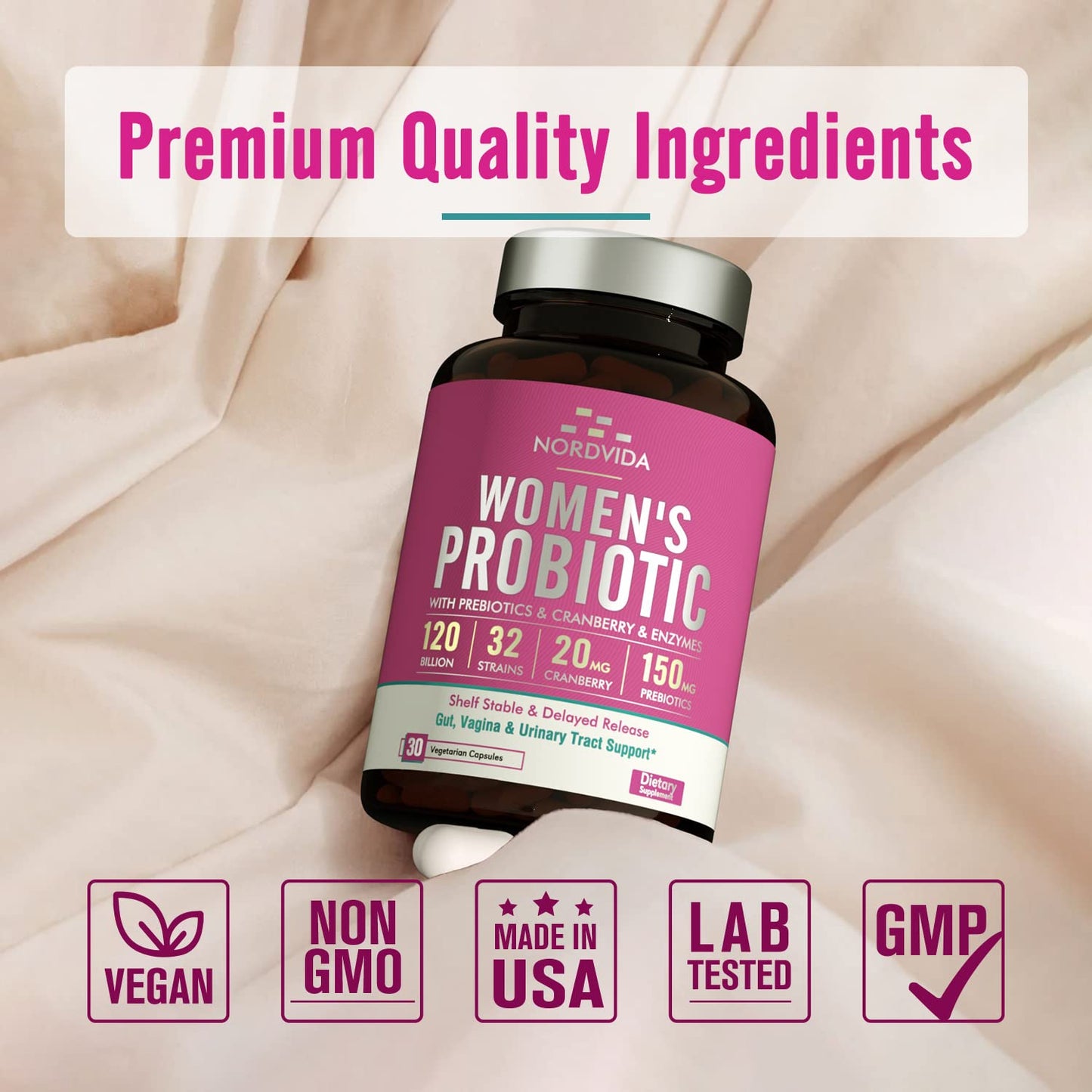 NordVida Women's Probiotic, 120 Billion & 32 Strains, Shelf Stable Probiotic for Gut NordvidaBuy Supplements Australia