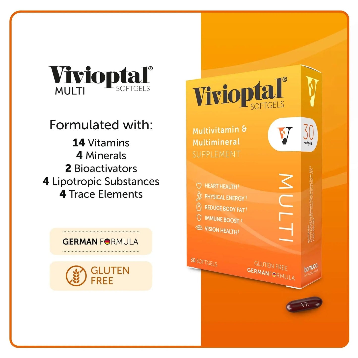 Vivioptal Multi 30 Softgels, Multivitamin & Multimineral, Gluten Free, German Formula Vivioptal VitaminsBuy Supplements Australia