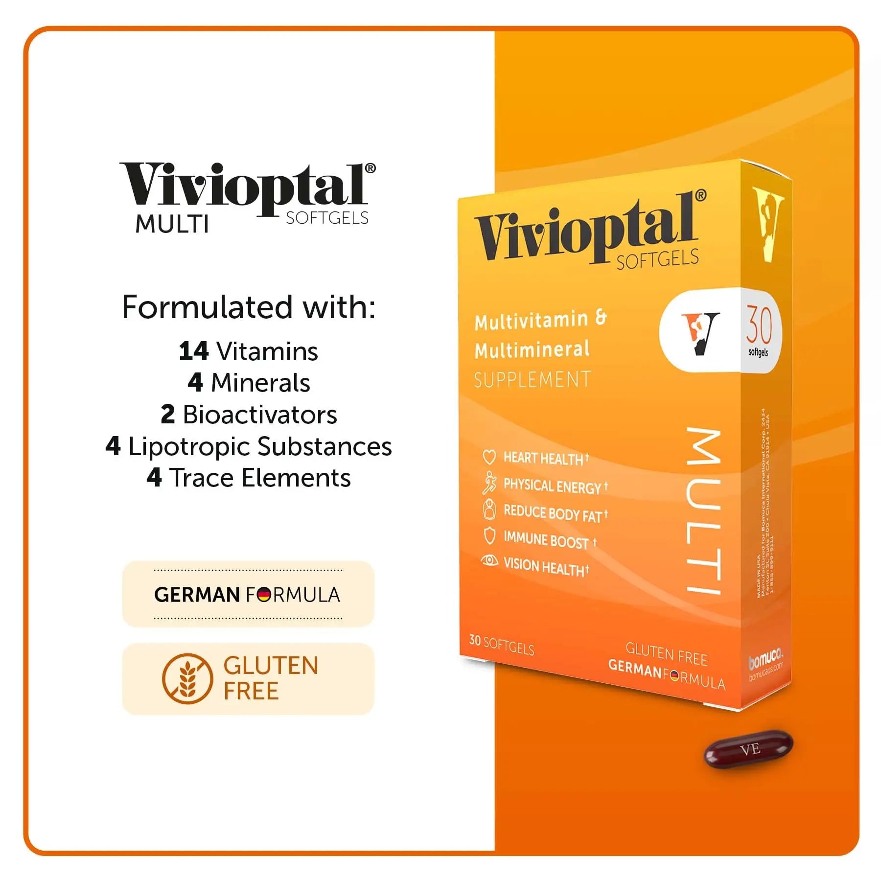 Vivioptal Multi 30 Softgels, Multivitamin & Multimineral, Gluten Free, German Formula Vivioptal VitaminsBuy Supplements Australia