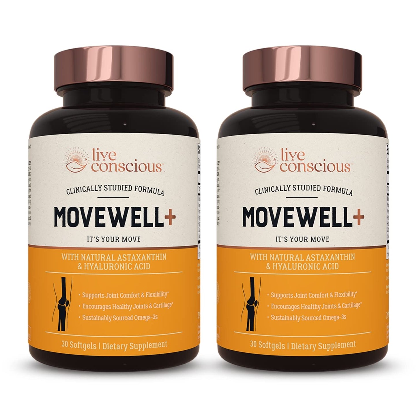 Live Conscious Joint Health Supplement - MoveWell Plus Antarctic Krill Oil, Natural Astaxanthin and Hyaluronic Acid | Outperforms Glucosamine (2 Pack) Live ConsciousBuy Supplements Australia