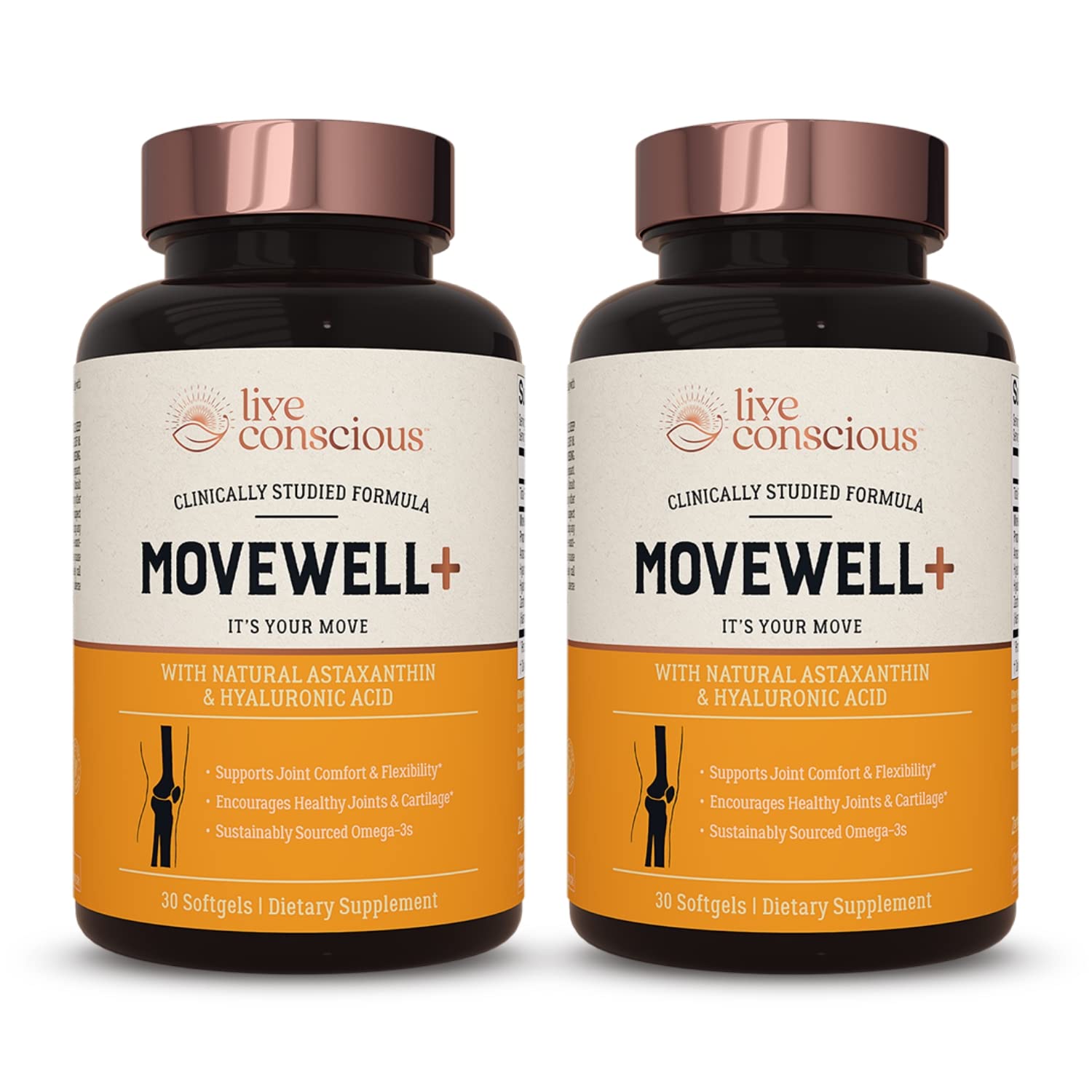 Live Conscious Joint Health Supplement - MoveWell Plus Antarctic Krill Oil, Natural Astaxanthin and Hyaluronic Acid | Outperforms Glucosamine (2 Pack) Live ConsciousBuy Supplements Australia