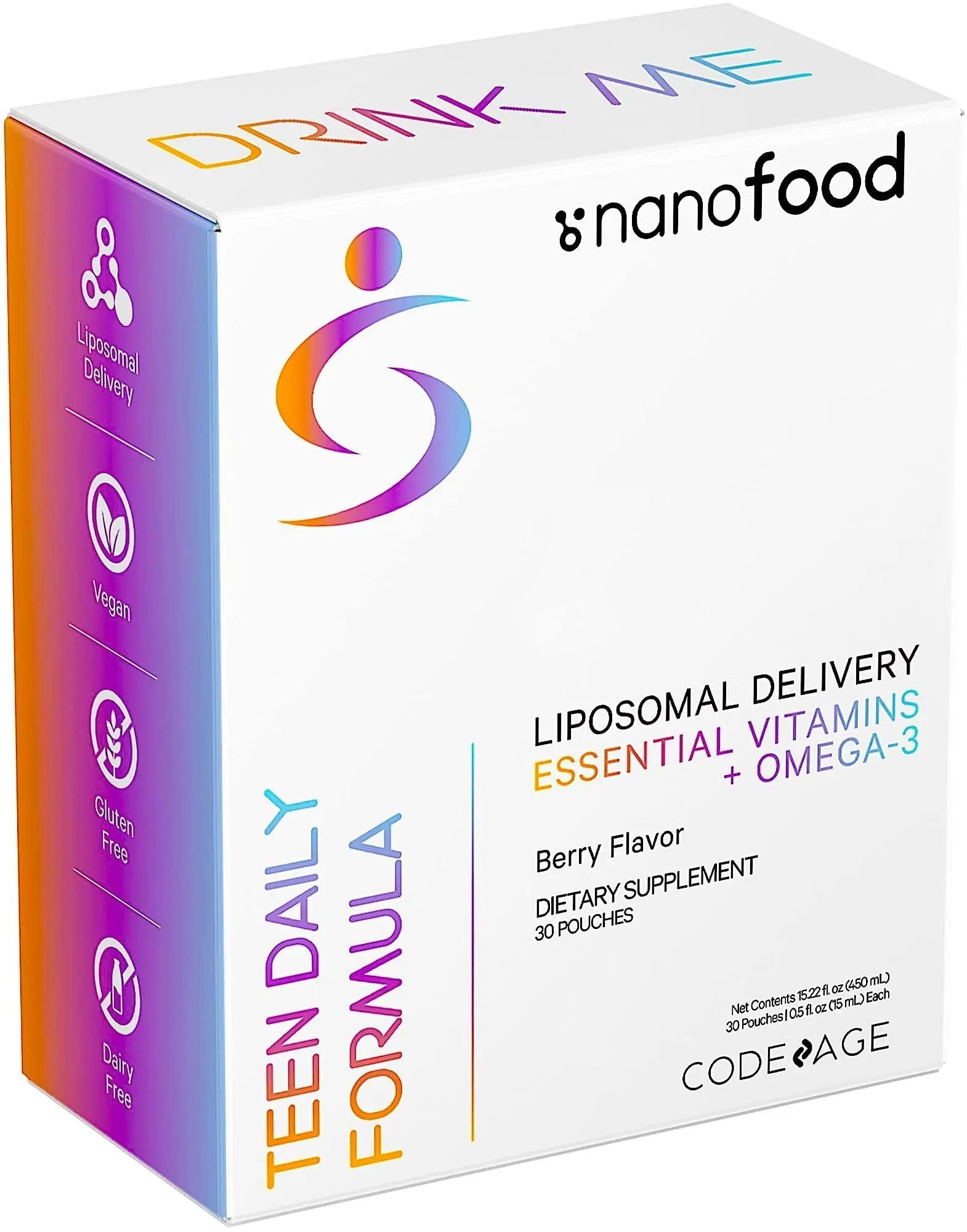 Codeage Multivitamins For Teens, Liquid Vitamin C for Teenagers, Vitamin A B6 B12 D3 E For Kids, Biotin Zinc Omega-3 Folate, Liposomal Vitamins Supplement Codeage