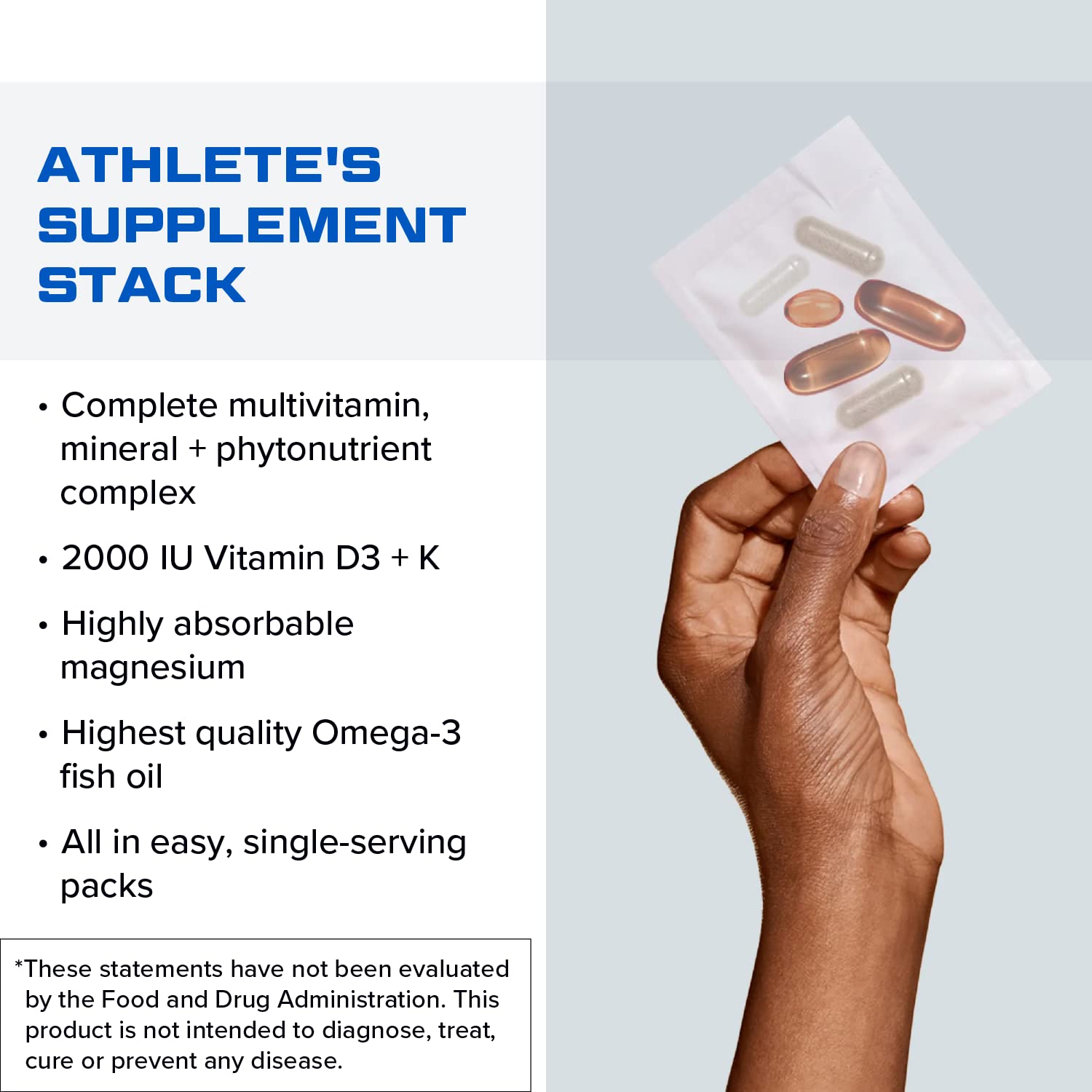Designs for Sport Vitamin Packs - NSF Certified for Sport Power Pack with Daily Multivitamin, Fish Oil Omega-3, Magnesium Glycinate & Vitamin D3 + K - Athlete's Supplement Stack (30 Packets) Designs for SportBuy Supplements Australia