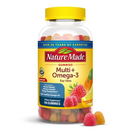 Nature Made Mens Multivitamin Gummies with Omega-3, Mens Gummy Multivitamins for Daily Nutritional Support, 150 Gummy Vitamins and Minerals Nature MadeBuy Supplements Australia