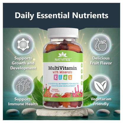 Natvites Complete Kids Multivitamin Gummies – 120 Count of Essential Daily Vitamins & Minerals for Immune Support, Focus, & Growth Natvites