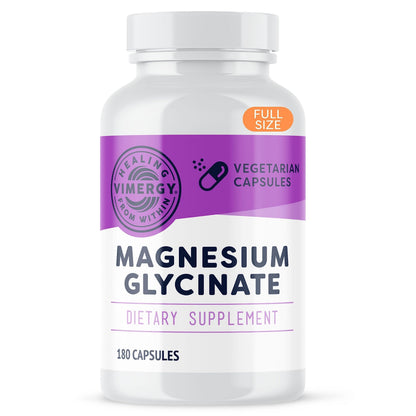 VIMERGY Magnesium Glycinate – Stress Support – Chelated to Avoid Tummy Upset*– Promotes Heart Health & Energy*