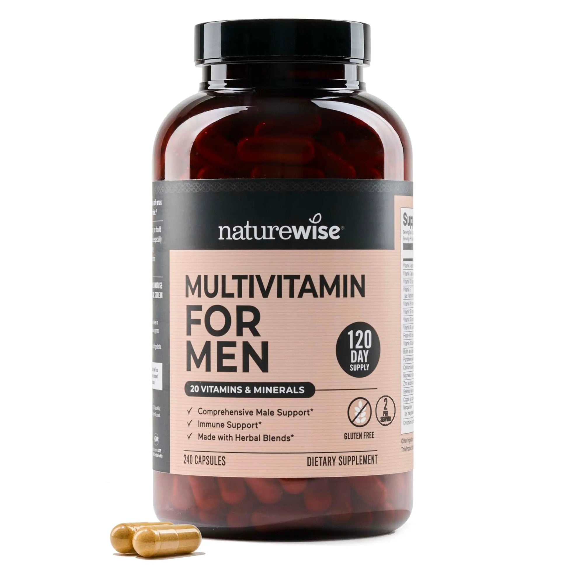 NatureWise Multivitamin for Men - Daily Male Support - Minerals & Herbs for Energy, Performance, Immunity - with Vitamin A, C, D, B-Complex NatureWiseBuy Supplements Australia