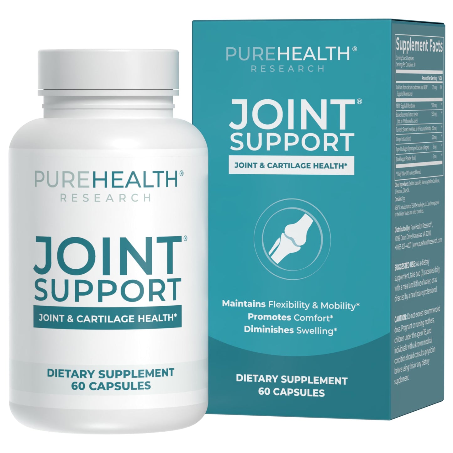 PUREHEALTH RESEARCH Joint Support NEM Eggshell Membrane with Boswellia Extract, Calcium & Turmeric, 60 Capsules PUREHEALTH RESEARCHBuy Supplements Australia