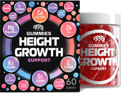 BIOTEQUELAB Height Growth Increase Gummies Vitamins, Grow Tall Supplement, Calcium, Magnesium, Zinc, Ashwagandha,
