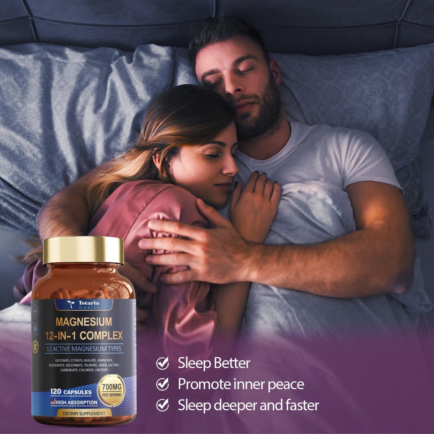 Totaria Magnesium Complex 700mg 12 in 1 Magnesium Supplement with Glycinate Citrate Malate Oxide Taurate Aspartate Orotate Magnesium Relaxation
