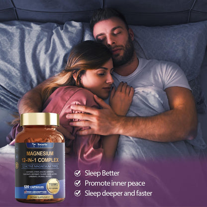 Totaria Magnesium Complex 700mg 12 in 1 Magnesium Supplement with Glycinate Citrate Malate Oxide Taurate Aspartate Orotate Magnesium Relaxation