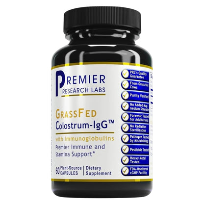Premier Research Labs Colostrum-IgG - Colostrum Supplement, Bovine Colostrum for Humans, Cow Colostrum for Immune Health, Superfood with Lactoferrin, Amino Acids, Nucleotides - 60 Capsules Premier Research LabsBuy Supplements Australia