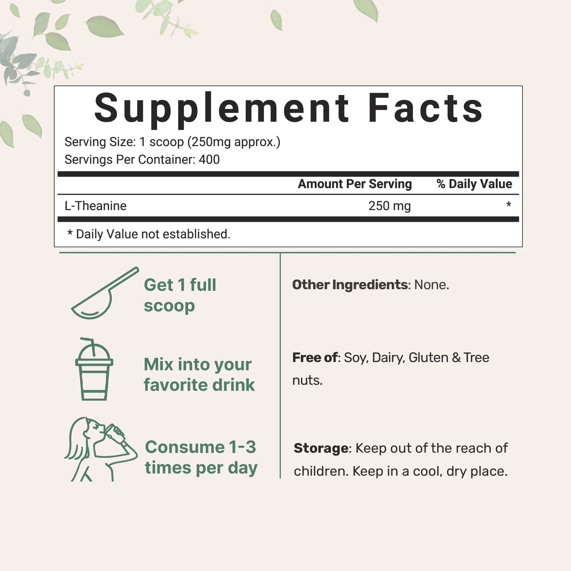Pure L-Theanine Powder, 100 Grams (1 Year Supply), Filler Free, No GMOs and Vegan Micro IngredientsBuy Supplements Australia