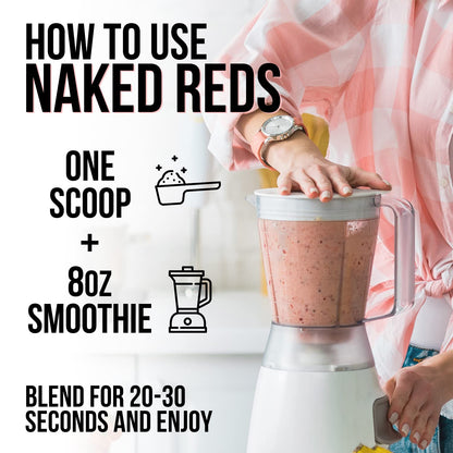 NAKED Reds Superfood Powder - Healthy, Energizing Polyphenol Fruit Powder Mix, No Fillers, No Additives, Vegan, Non-GMO, Gluten Free - 28 Servings NAKEDBuy Supplements Australia