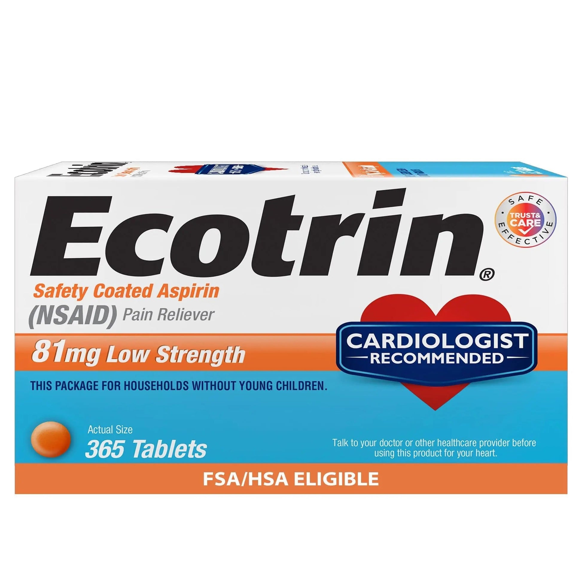 Ecotrin Low Strength Aspirin Arthritis Pain Relief, Safety Coated 81mg Aspirin Tablets for Arthritis, Toothache & Headache Relief, 365 Count EcotrinBuy Supplements Australia