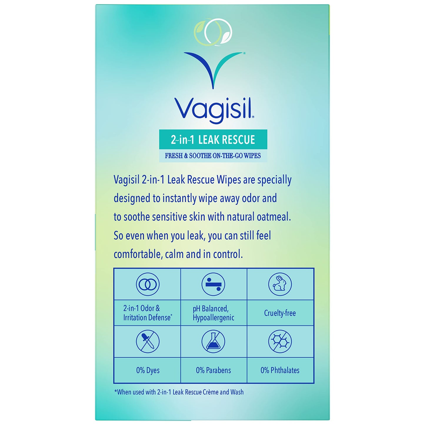 Vagisil 2-in-1 Leak Rescue Intimate Feminine Wipes for Women, Gynecologist Tested VagisilBuy Supplements Australia