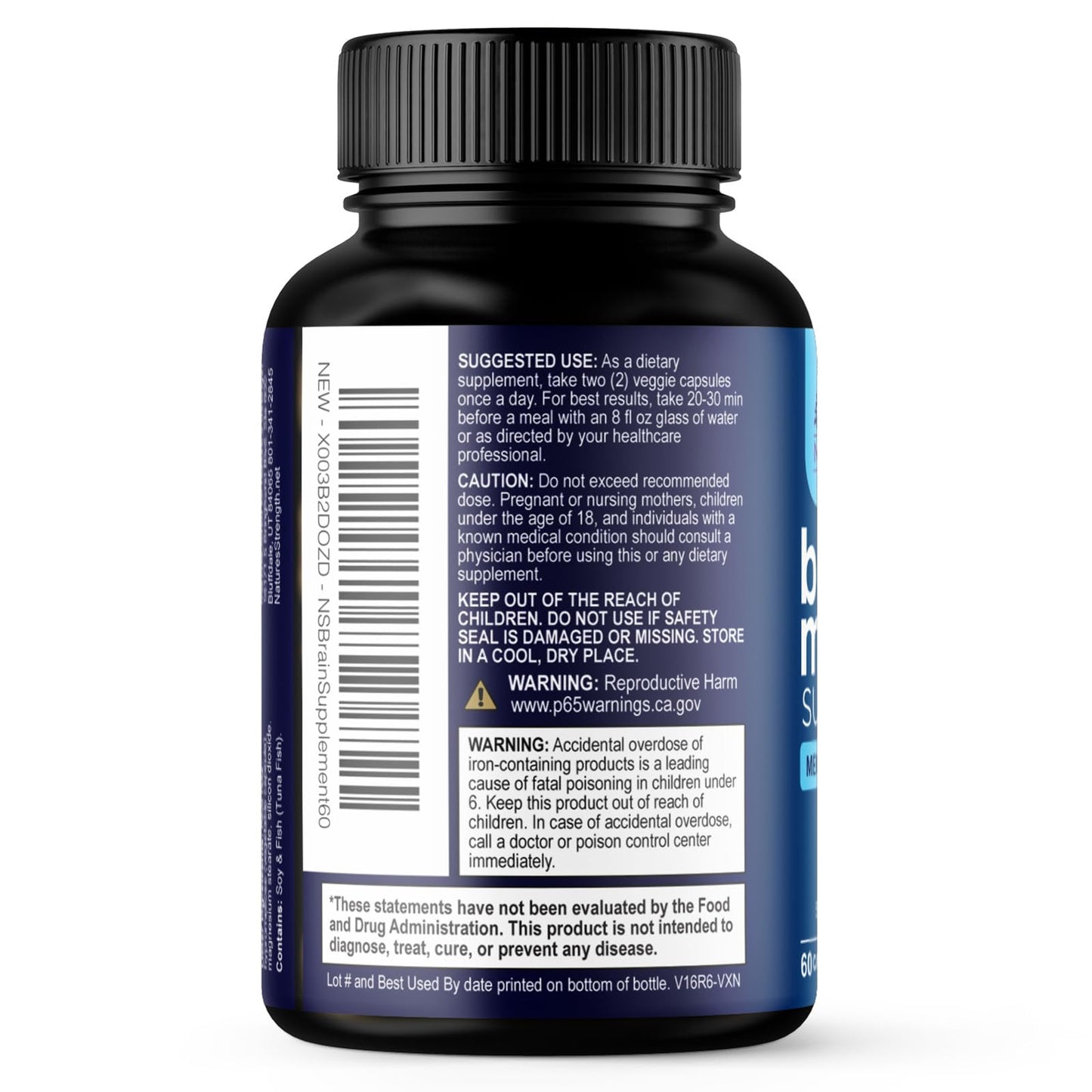 Brain Memory Supplement Pills - 3X Strength Nootropics for Concentration, Clarity & Focus Support - Brain Health Cognitive Vitamins with Bacopa, Phosphatidylserine & DMAE, Brain Booster - 60 Capsules Nature's StrengthBuy Supplements Australia