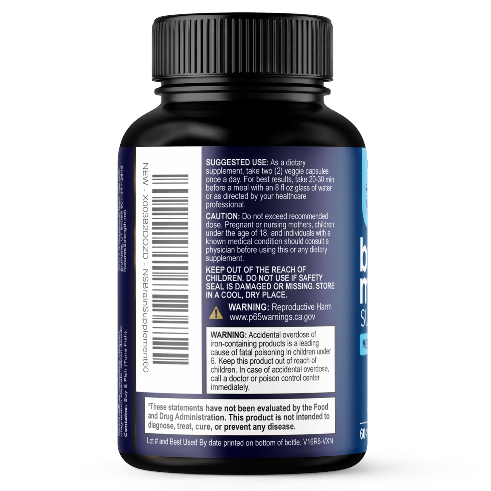 Brain Memory Supplement Pills - 3X Strength Nootropics for Concentration, Clarity & Focus Support - Brain Health Cognitive Vitamins with Bacopa, Phosphatidylserine & DMAE, Brain Booster - 60 Capsules Nature's StrengthBuy Supplements Australia