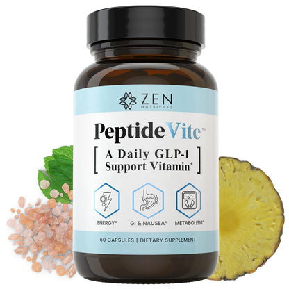 Zen Nutrients PeptideVite GLP-1 Support Vitamin for Gut Health with Probiotics, Bromelain, Chromium Picolinate & Organic Ginger (60 Capsules) Zen NutrientsBuy Supplements Australia