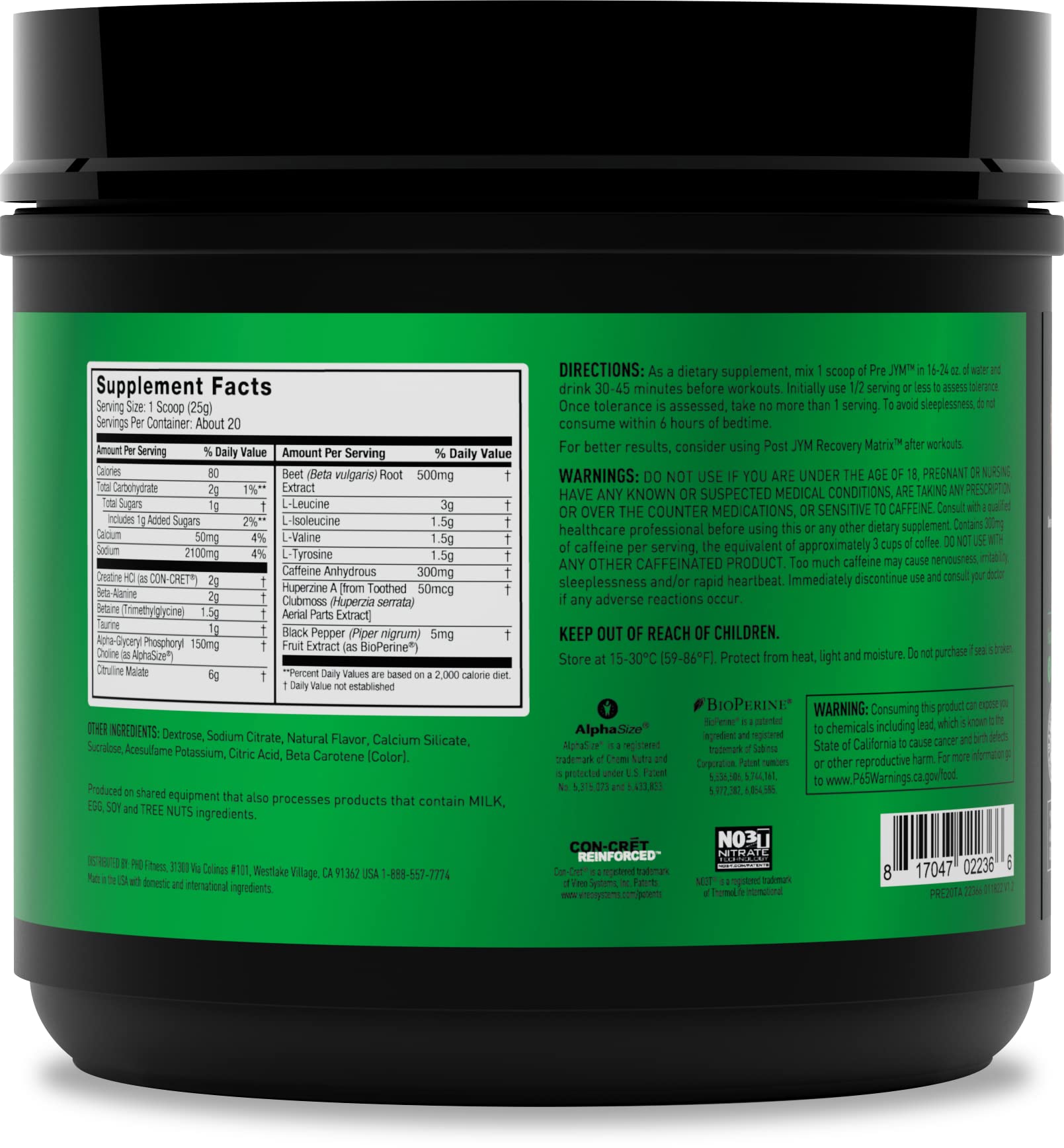PRE JYM 20 Servings - Tangerine