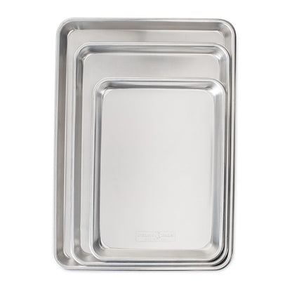 Nordic Ware Naturals 3 Piece Set - USA Made Aluminum Commercial Quality Sheet Pan for Baking or Roasting, Encapsulated Galvanized Steel Rim Prevents Warping; Half Sheet, Jelly Roll and Quarter Sheet Nordic WareBuy Supplements Australia