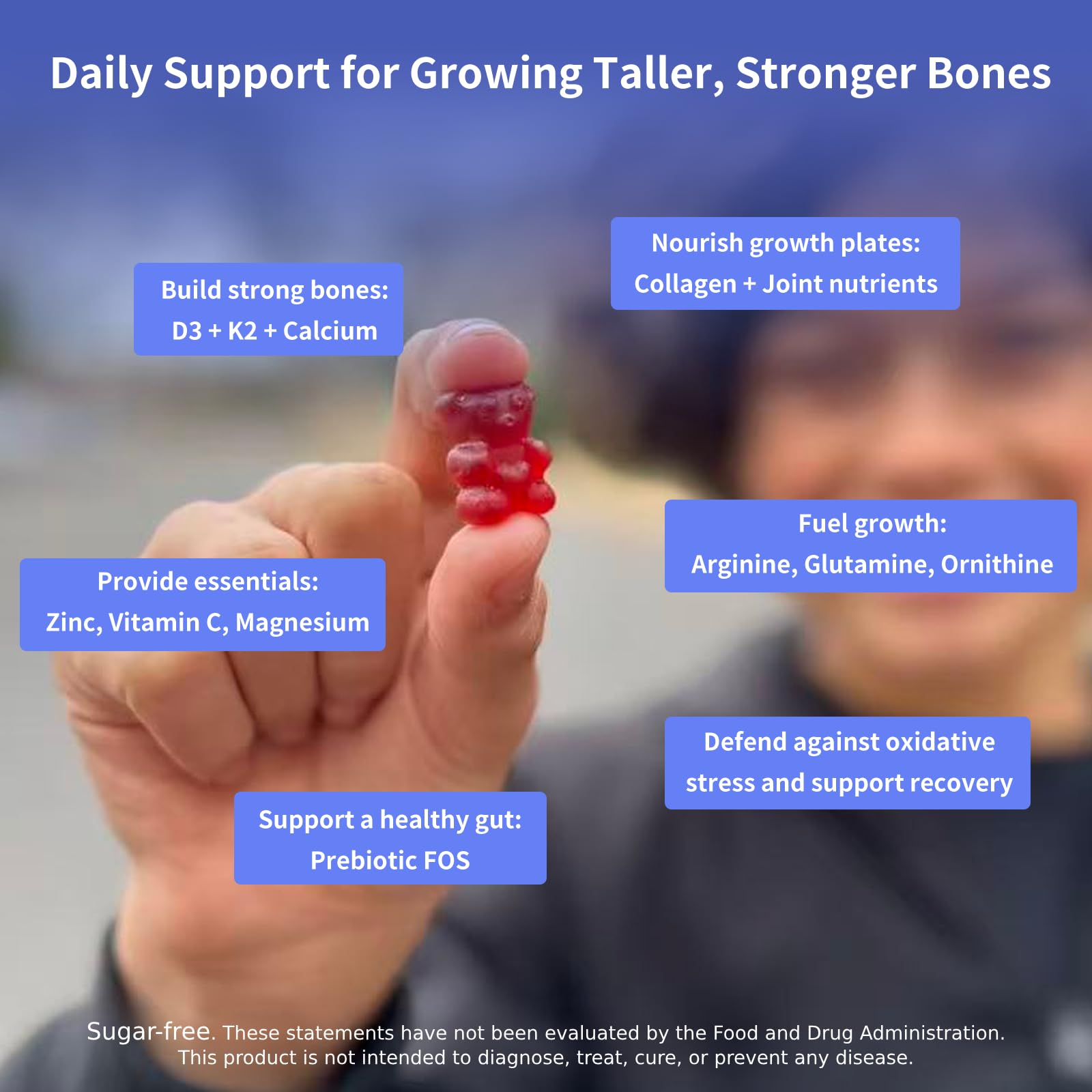 Height Growth Gummies for Kids & Teens – Sugar Free – Calcium, Prebiotic FOS, Magnesium, Vitamin D3, K2, Zinc, Ashwagandha – Bone Strength, Gut Health & Height Support Multivitamin – Strawberry Flavor CheeryLeafBuy Supplements Australia