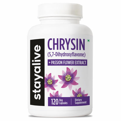 STAY ALIVE Chrysin Supplement 500mg & Passion Flower Extract Powder, 5,7-Dihydroxyflavone, Non-GMO and Gluten-Free Chrysin for Men and Women, 120 Capsules STAY ALIVEBuy Supplements Australia