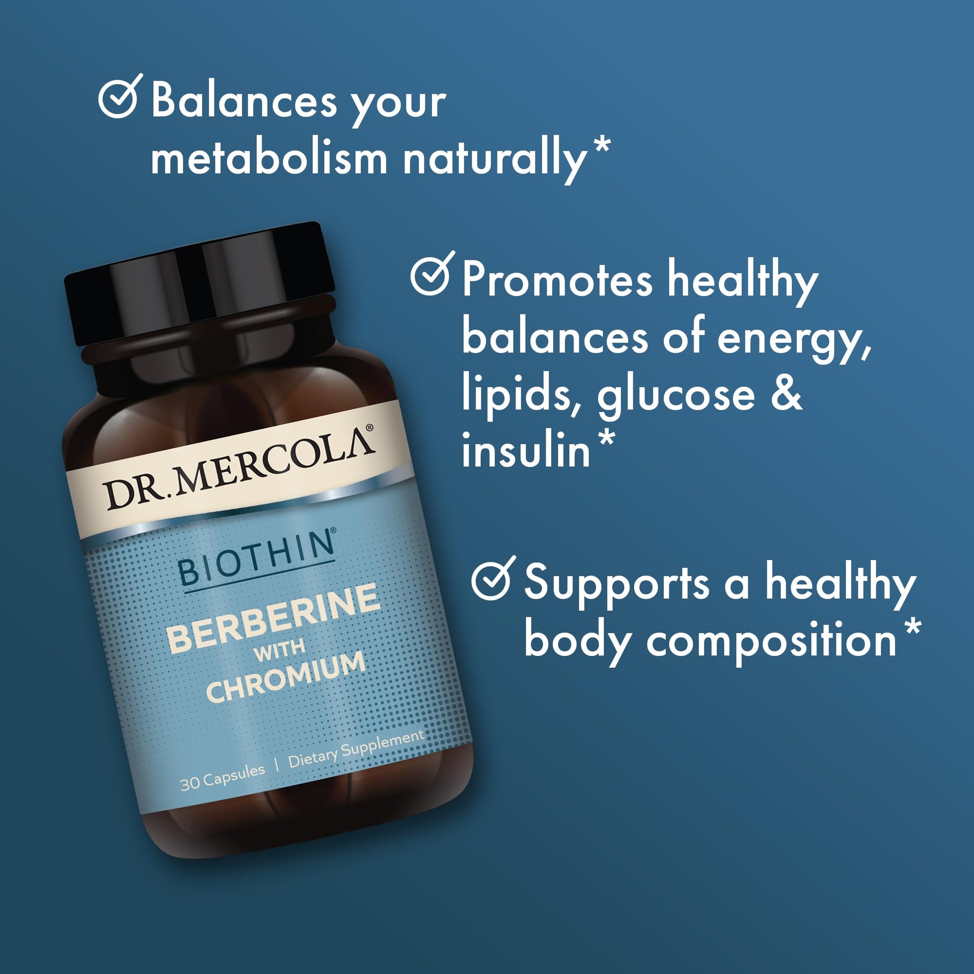 Dr. Mercola Biothin Berberine with Chromium, 30 Servings (30 Capsules), Dietary Supplement Dr. MercolaBuy Supplements Australia