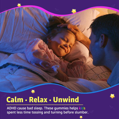 Kids Sleep Gummies - Magnesium Glycinate Gummies, Melatonin Free Sleep Aid | Magnesium, Calcium, D3, B6, L Theanine
