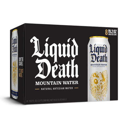 Liquid Death Still Mountain Water, 19.2 oz King Size Cans (8-Pack) Liquid DeathBuy Supplements Australia