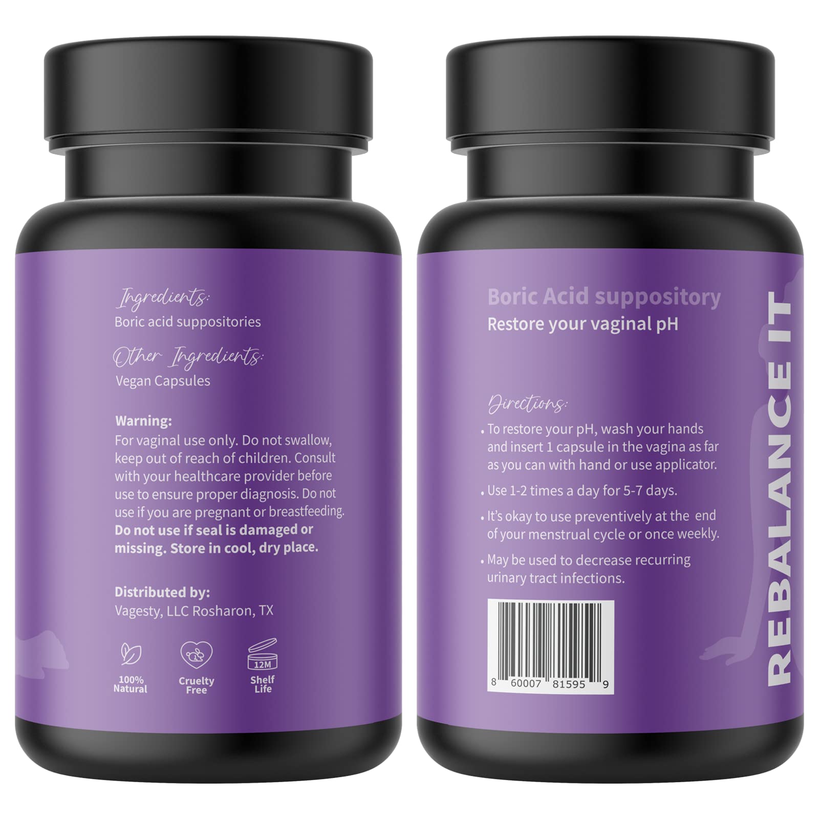 Vagesty Jewelz boric Acid Vaginal Suppositories, 100% Pure boric Acid, rebalance Vaginal pH VagestyBuy Supplements Australia