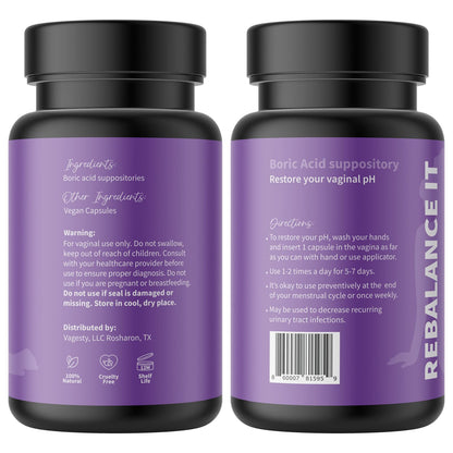Vagesty Jewelz boric Acid Vaginal Suppositories, 100% Pure boric Acid, rebalance Vaginal pH VagestyBuy Supplements Australia