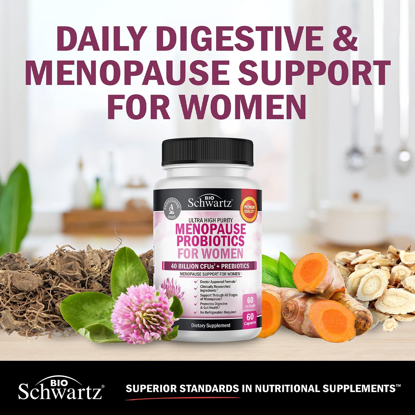 Menopause Support Probiotics for Women - Unique Menopause Relief for Hot Flashes BioSchwartzBuy Supplements Australia