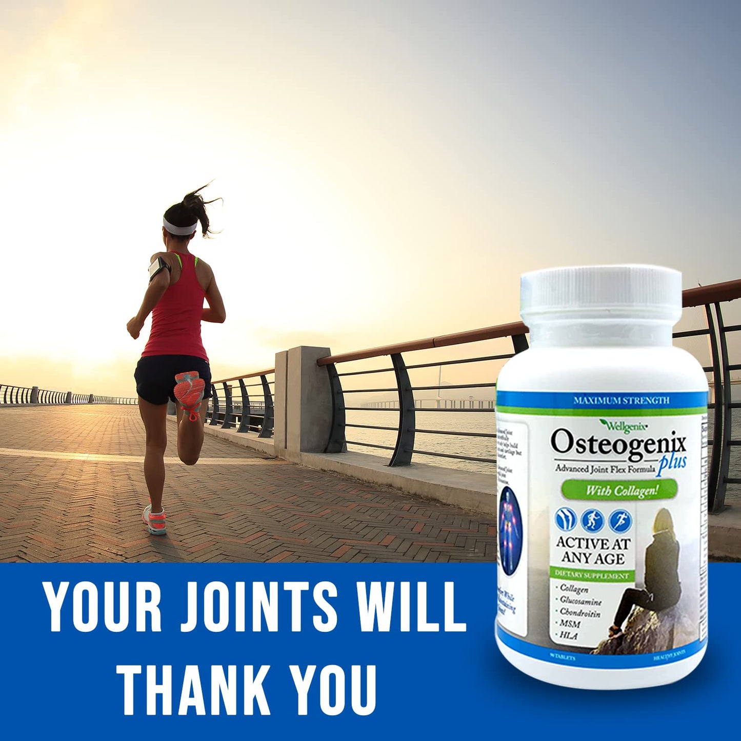 Wellgenix Osteogenix Advanced Joint Flex Formula (90 Ct) - Knee Supplement with Collagen II, Glucosamine, Chondroitin, MSM & HLA - Lubrication & Discomfort Support Tablets for Men & Women WellgenixBuy Supplements Australia