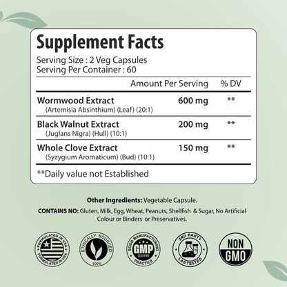 ForestVibe Wormwood Complex with Black Walnut & Clove, 3-in-1 Herbal Blend, Sweet Wormwood Extract Capsules, 120 Vegan Capsules, 2 Month Supply, Non-GMO & Gluten Free Supplement ForestVibeBuy Supplements Australia