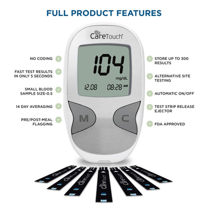 Care Touch Blood Glucose Meter Kit - Diabetes Testing Kit with Glucometer Care TouchBuy Supplements Australia