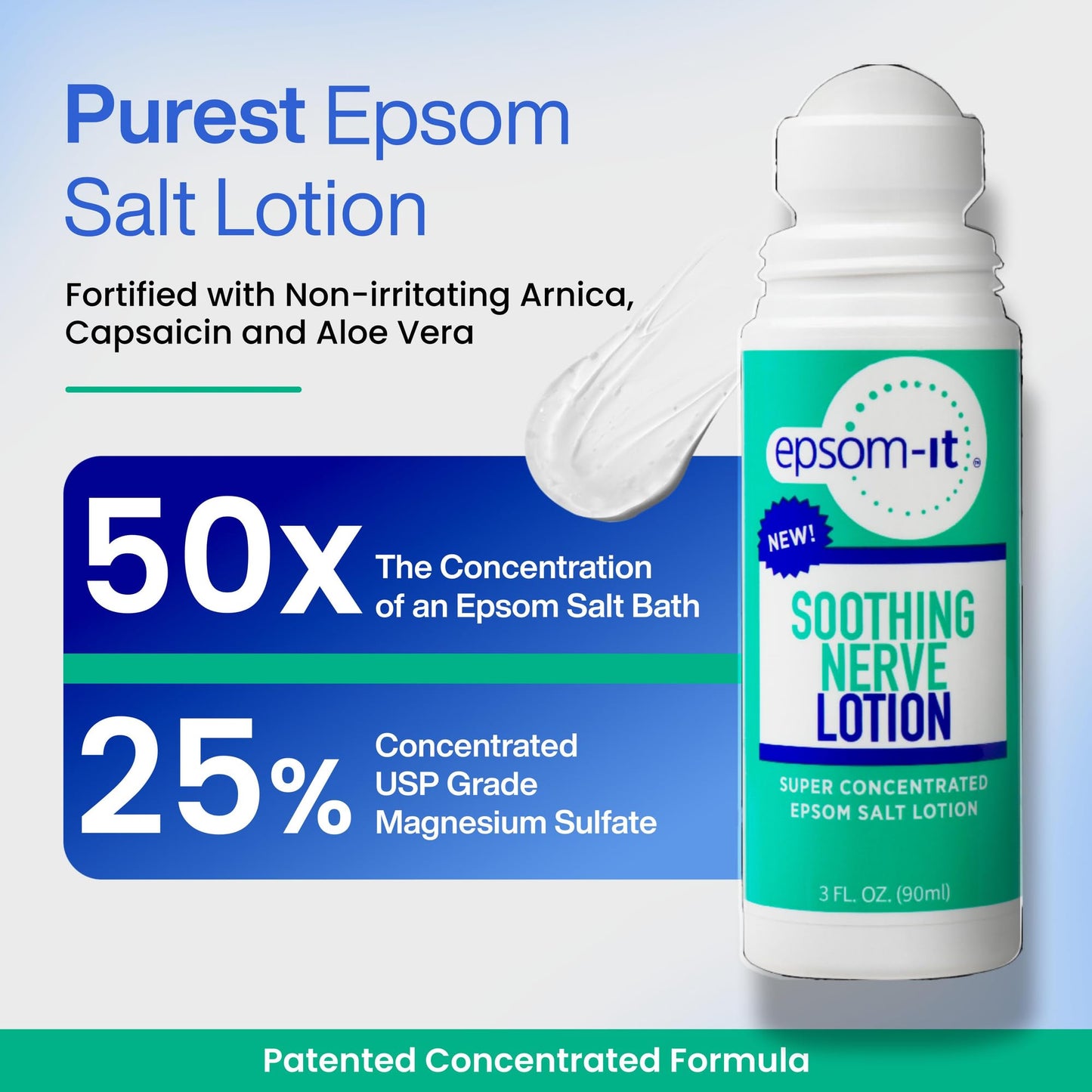 Epsom-It Soothing Nerve Lotion - Roll On Epsom Salt Magnesium Lotion, Topical Magnesium Cream with Capsaicin & Arnica for Tired Muscles and Sleep, 3oz EPSOM-ITBuy Supplements Australia