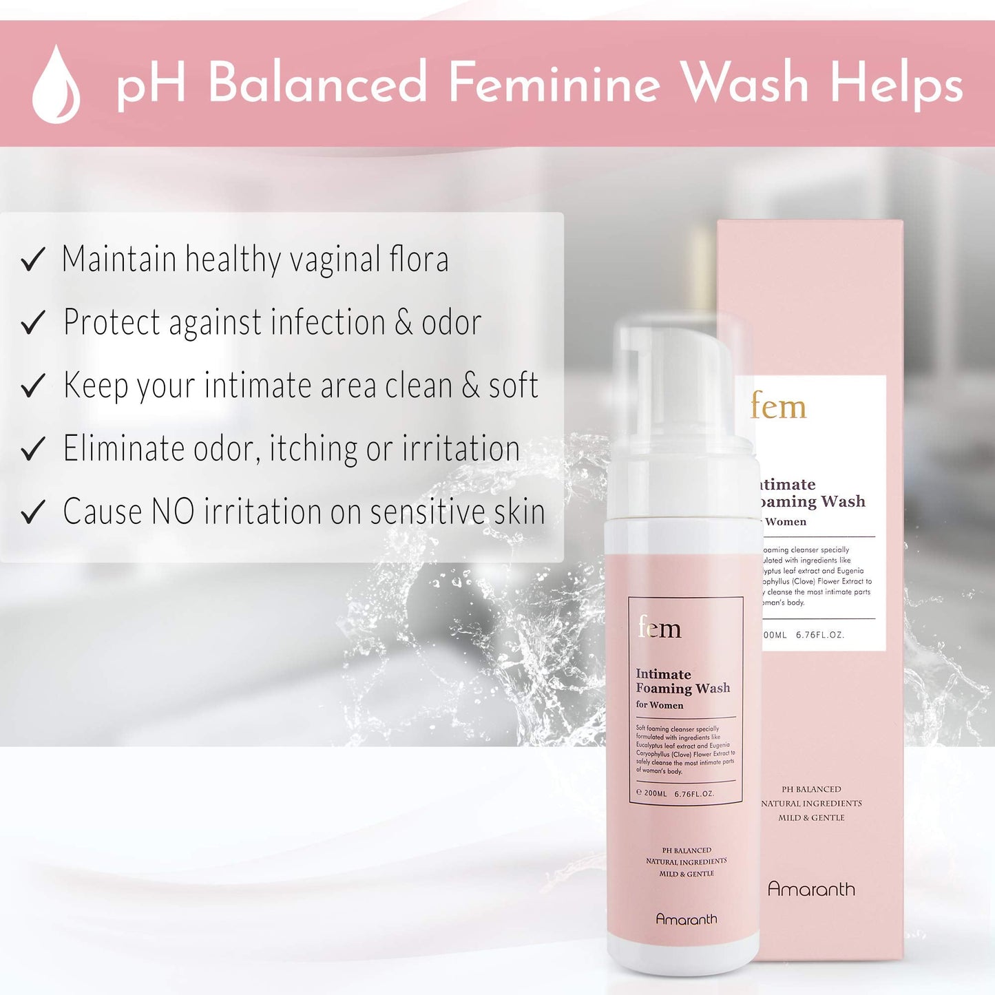 fem pH Balance Intimate Wash for Women, Feminine Wash for Sensitive Skin, Gentle Cleanser AmaranthBuy Supplements Australia