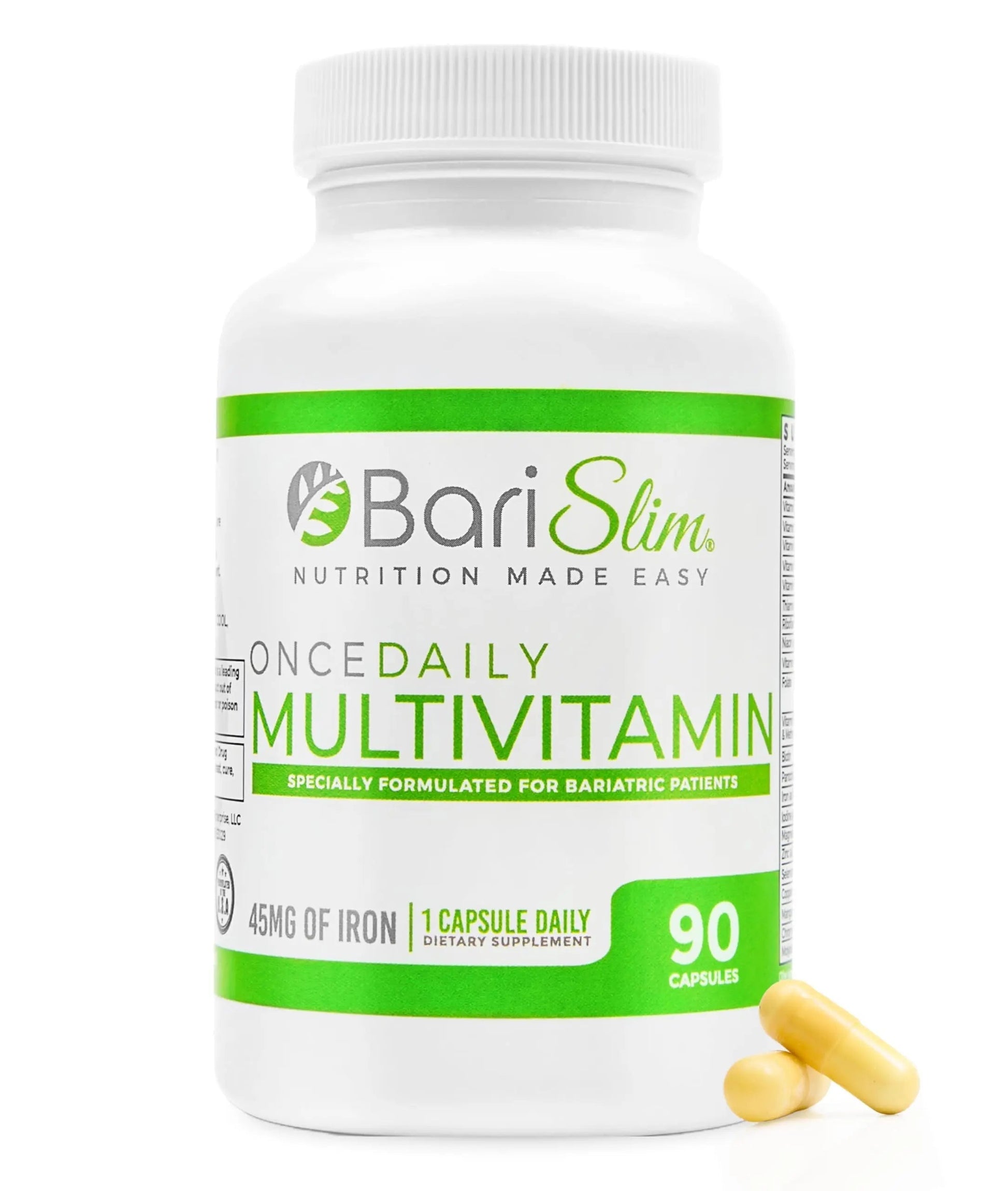 BariSlim Once Daily Bariatric Multivitamin Capsule - 45mg of Iron - Bariatric Vitamin & Supplement for Post Bariatric Surgery Including Gastric Bypass & Gastric Sleeve | 90 Day Supply BariSlimBuy Supplements Australia